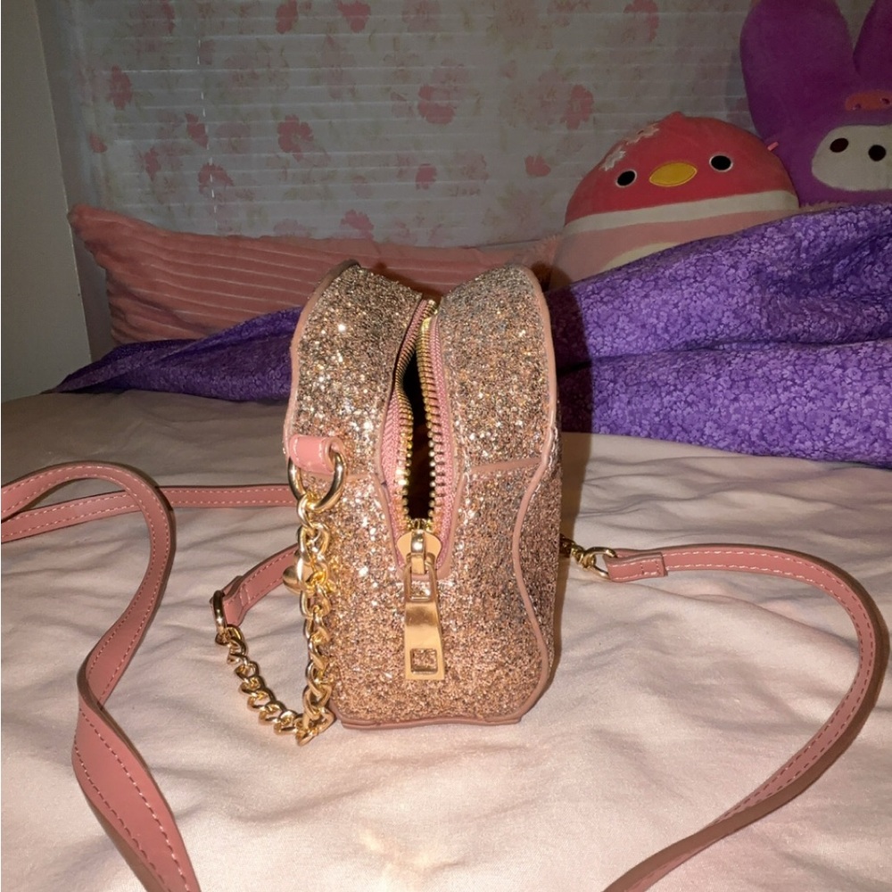 Glittery Gold and Pink Women's Crossbody Bag